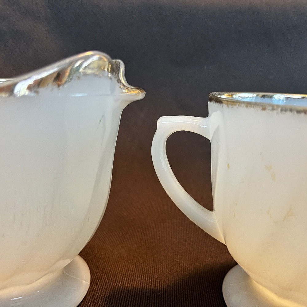 Fire King Swirl Cream and Sugar set